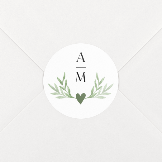 Stickers pour enveloppes mariage Cœur végétal blanc - Vue 1