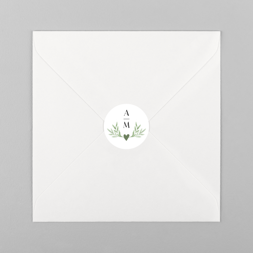 Stickers pour enveloppes mariage Cœur végétal blanc - Vue 2