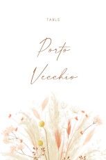 Marque-table mariage Pampas fleuries blanc