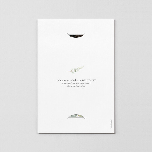 Carte de remerciement mariage Brins d'eucalyptus (cadre) blanc - Vue 4