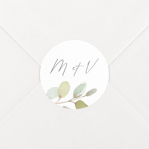Stickers pour enveloppes mariage Brins d'eucalyptus blanc - Vue 1
