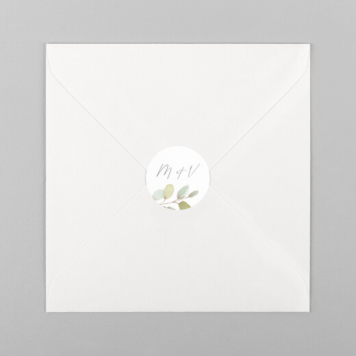 Stickers pour enveloppes mariage Brins d'eucalyptus blanc - Vue 2