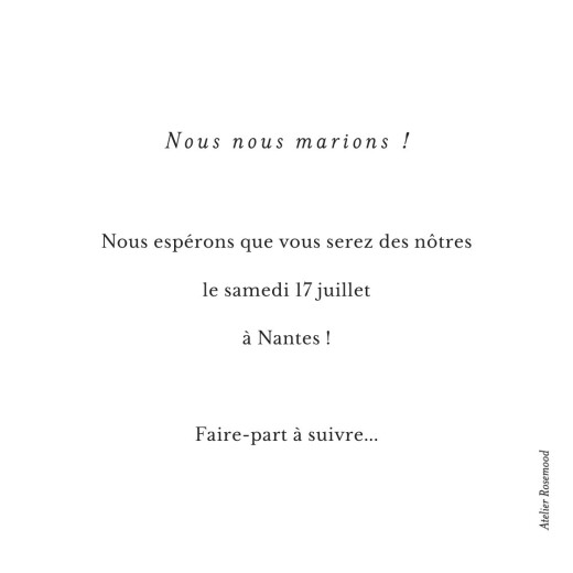 Save the Date Cœur végétal (dorure) blanc - Verso