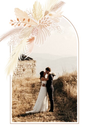 Carte de remerciement mariage Bouquet bohème blanc - Recto