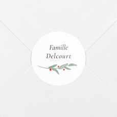 Stickers pour enveloppes vœux Couronne d'eucalyptus Blanc