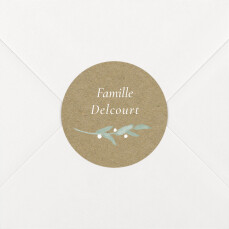 Stickers pour enveloppes vœux Couronne d'eucalyptus Kraft