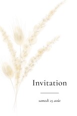 Carton d'invitation mariage Graminées blanc