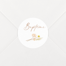 Stickers pour enveloppes baptême Pampas fleuries blanc