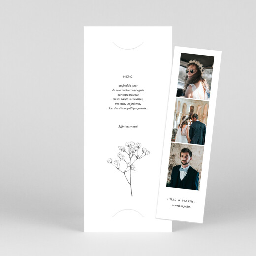 Carte de remerciement mariage Joli brin (marque-page) blanc - Vue 1