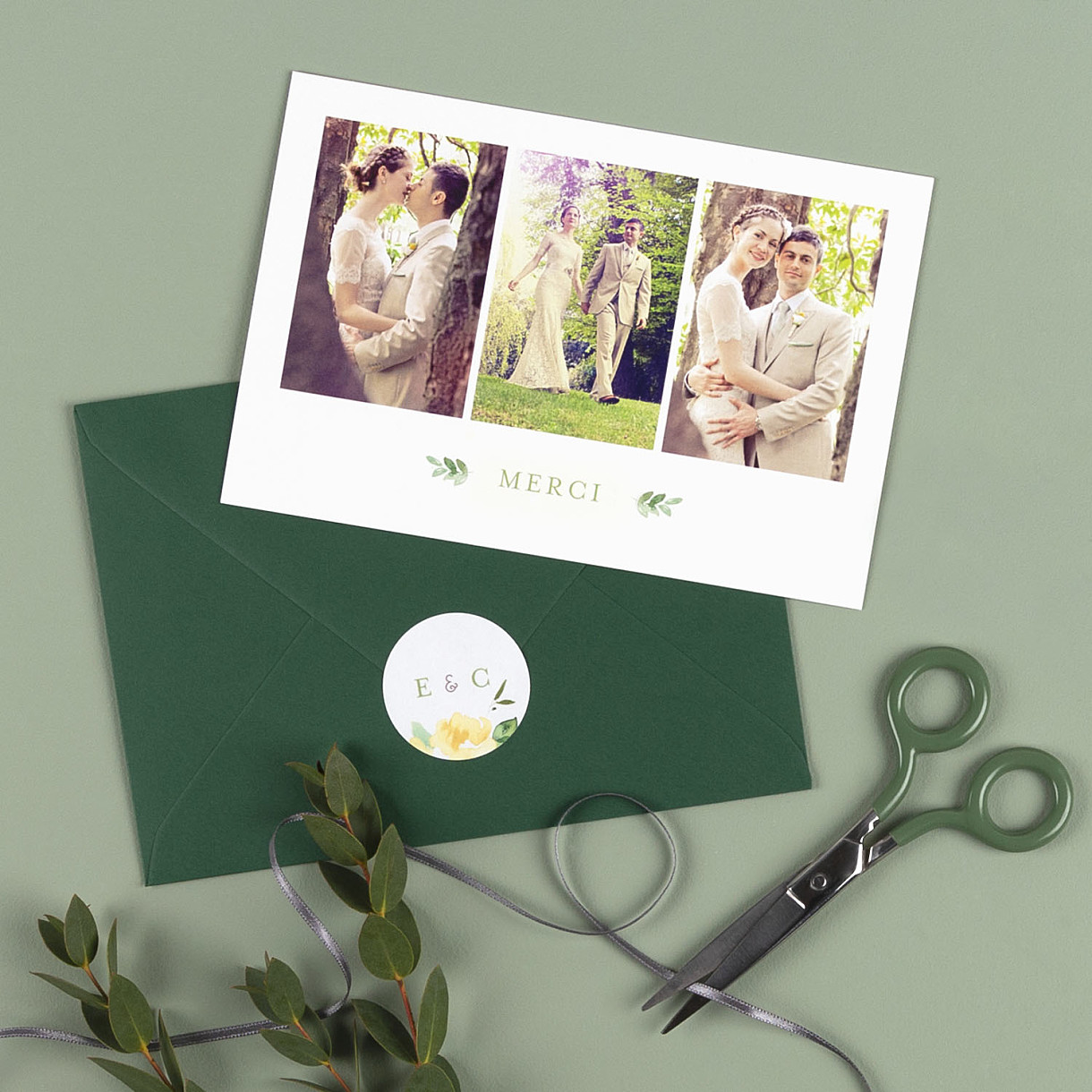 Carte de remerciement mariage jardin anglais Carte de remerciement mariage jardin anglais