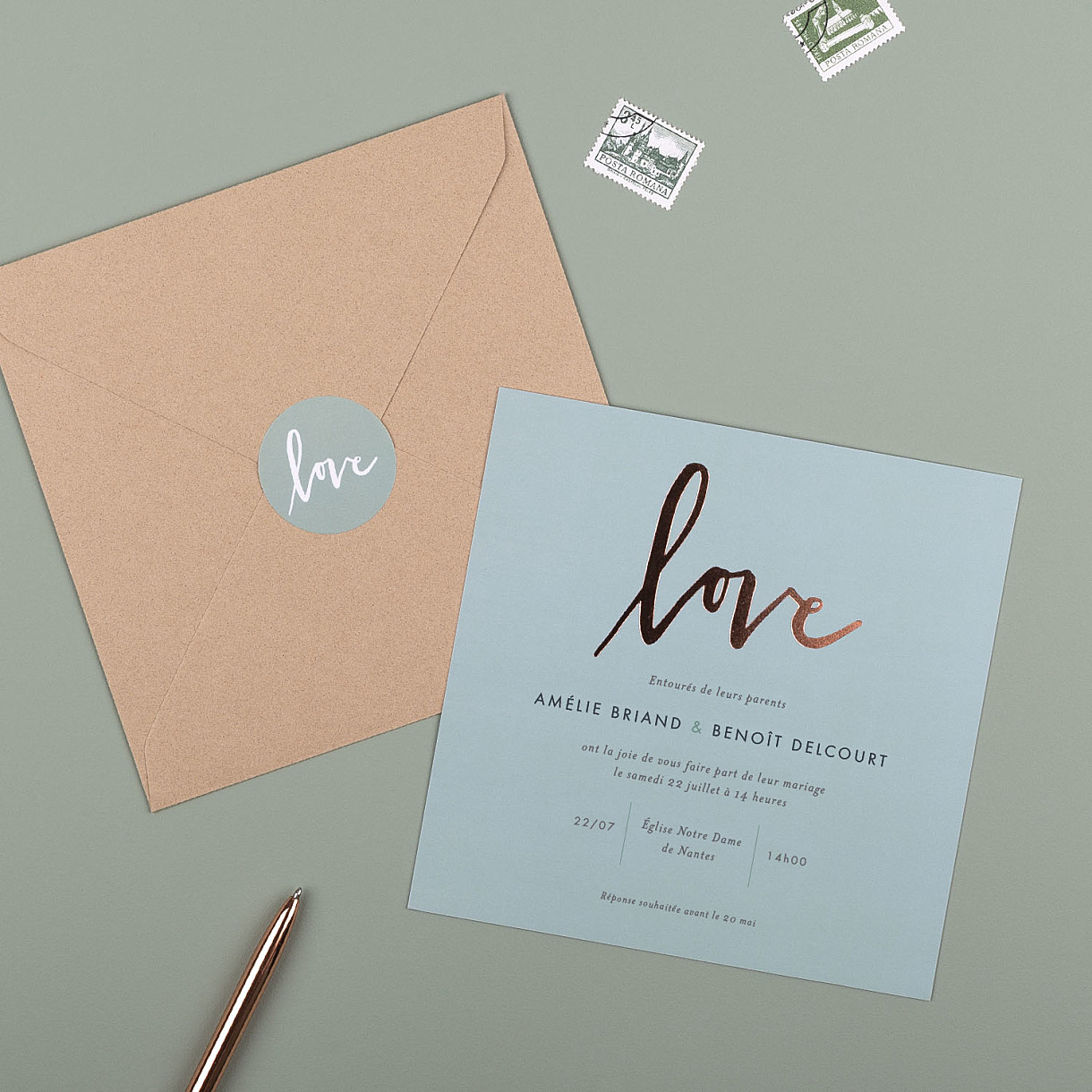 Stickers pour enveloppes mariage lettres d'amour Stickers pour enveloppes mariage lettres d'amour