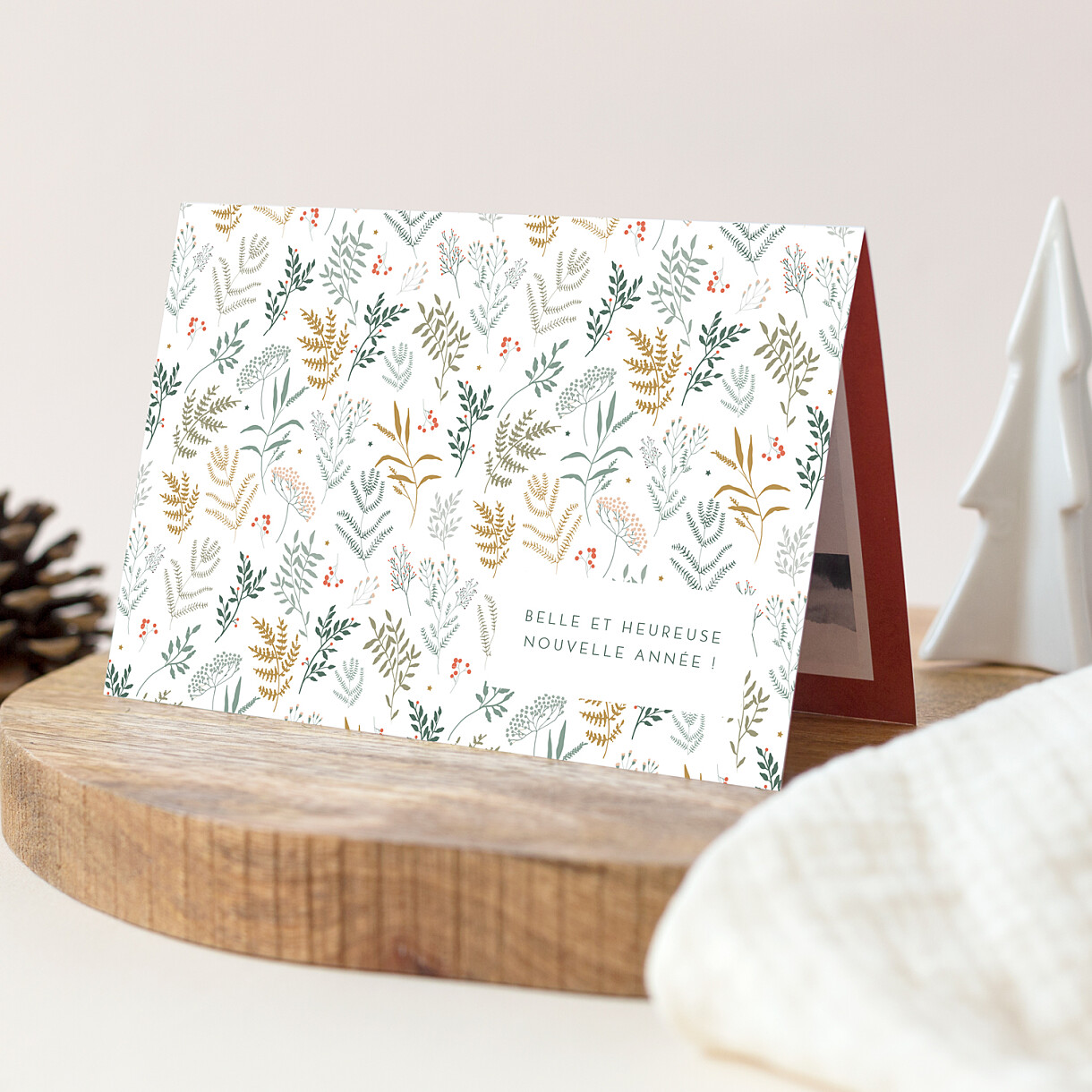 Carte de voeux liberty feuillage Carte de voeux liberty feuillage
