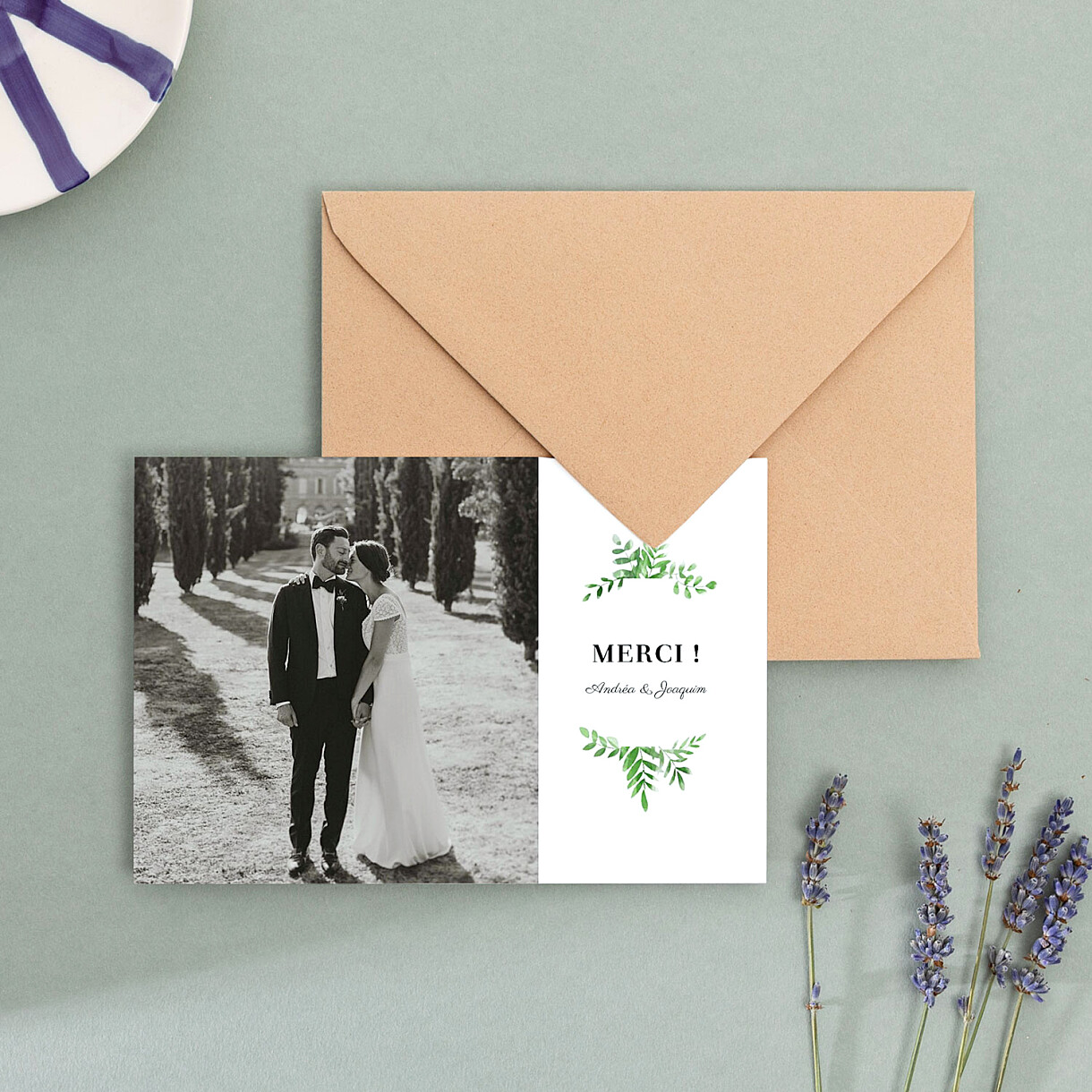 Carte de remerciement mariage sous la pergola Carte de remerciement mariage sous la pergola