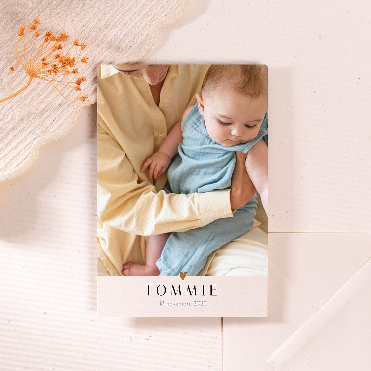 Affiche naissance bébé fille effet kraft – Omade